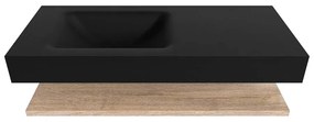 Zaro Alan badmeubel 110cm met planchet washed oak en vrijhangende wastafel cloud links zonder kraangat urban