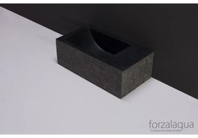 Forzalaqua Venetia Xs fonteinbak 29x16x10cm wasbak Links 0 kraangaten Natuursteen Graniet gezoet & gebrand 8010292