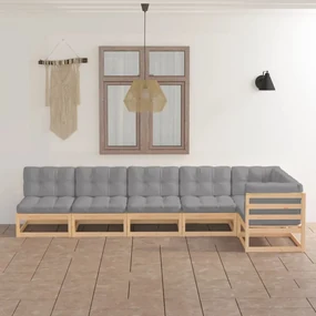 vidaXL 6-delige Loungeset met kussens massief grenenhout