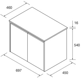 Muebles Project badmeubel 70cm met 2 deuren en toppaneel wit mat