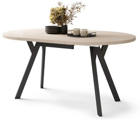 ALMO Beige/Zwarte poten - RONDE LOFT/INDUSTRIËLE TAFEL VOOR WOONKAMER/EETKAMER, UITSCHUIFBAAR