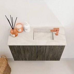Mondiaz Joya DLux 60cm toiletmeubel shadow met wastafel faye rechts 1 kraangat ostra