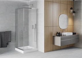 Mexen Rio vierkante douchecabine 70 x 70 cm, transparant, chroom + douchebak, wit - 860-070-070-01-00-4510