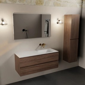 Mondiaz Aivy badmeubel 120cm mocha met wastafel solid surface talc rechts zonder kraangat