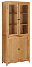 vidaXL Boekenkast met 4 deuren 80x35x180 cm massief eikenhout en glas