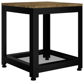 vidaXL Bijzettafel 40x40x45 cm MDF en ijzer donkerbruin en zwart
