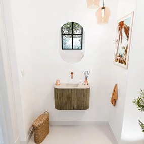 Mondiaz Joya DLux 65cm toiletmeubel ronding links/rechts dusk met wastafel faye midden zonder kraangat frappe