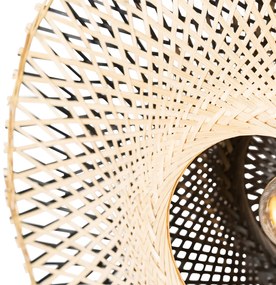 Smart wandlamp met dimmer bamboe 50 cm met stekker incl. Wifi A60 - RinaOosters E27 rond Binnenverlichting Lamp