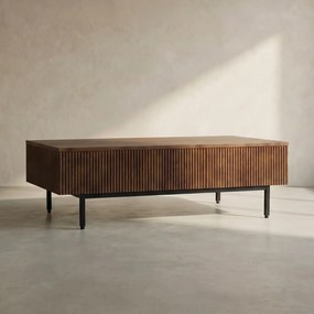 Salontafel Hout Met Ribbels - 110 X 60cm.