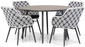 Tuinset Ronde Tuintafel 4 personen 125 cm Wicker Zwart Lifestyle Garden Furniture Crossway/Matale