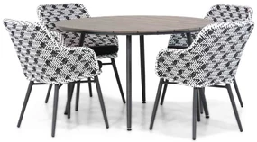 Tuinset Ronde Tuintafel 4 personen 125 cm Wicker Zwart Lifestyle Garden Furniture Crossway/Matale