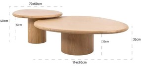Richmond Interiors Oakley Salontafel Set Eiken Organische Vorm - 114 X 90cm.