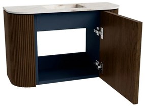 Mondiaz Joya DLux 65cm toiletmeubel ronding links/rechts walnut met wastafel faye midden zonder kraangat frappe