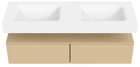 Zaro Alan badmeubel 140cm sand 2 lades met vrijhangende wastafel cloud dubbel 2 kraangaten talc