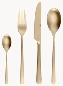 Mat geborstelde bestekset Anemone, 4 personen (set van 16)