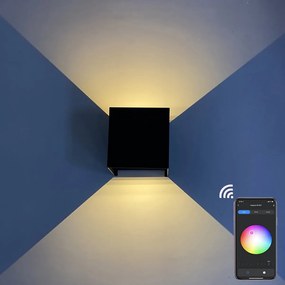 LED Wandlamp Smart WiFi+Bluetooth/Dimbaar - Zwart 10x10cm