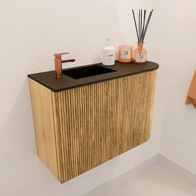 Mondiaz Joya 60cm toiletmeubel ronding rechts oak met wastafel faye links 1 kraangat urban