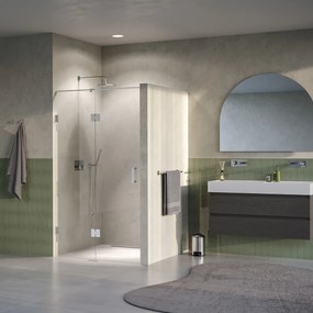 Brauer Void profielloze nisdeur 110cm met draaideur 60cm aan glas RVS geborsteld PVD