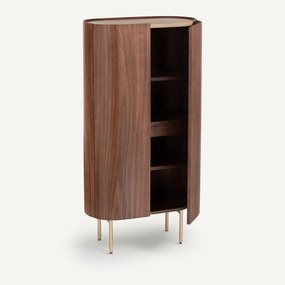 Kast notenhout/leer, Aslen