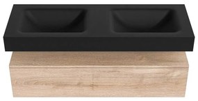 Zaro Alan badmeubel 130cm washed oak 1 lade met vrijhangende wastafel cloud dubbel 2 kraangaten urban