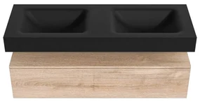 Zaro Alan badmeubel 130cm washed oak 1 lade met vrijhangende wastafel cloud dubbel 2 kraangaten urban
