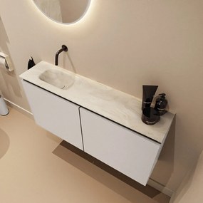 Mondiaz Ture DLux toiletmeubel 100cm linen met wastafel ostra links zonder kraangat