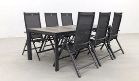 Hartman Napoli/Kings verstelbare tuinset antraciet - 220x100 cm. - Keramiek tafelblad
