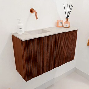 Mondiaz Joya DLux 70cm toiletmeubel ruby met wastafel faye links zonder kraangat ostra