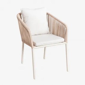 Set Van 4 Tuinstoelen Met Armleuningen In Gevlochten Touw Arhiza Classic Tapioca Beige - Sklum