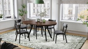 EXPANSO Bruine eik/zwarte poten - GROTE RONDE TAFEL Ø110 UITBREIDBAAR TOT 310 cm met Y-POTEN LOFT/INDUSTRIAL
