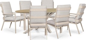Tuinset 6 personen 220 cm Aluminium Zand/Beige Lifestyle Garden Furniture Lecce/Matara