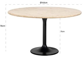 Richmond Interiors Hampton Ronde Eettafel Beige Travertin - 140 X 140cm.