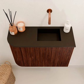 Mondiaz Joya 60cm toiletmeubel ronding links ruby met wastafel faye rechts zonder kraangat urban