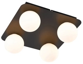 Moderne badkamer plafondlamp zwart vierkant 4-lichts - Cederic Modern G9 IP44 Lamp