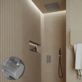 Saniclear Cube Curved Pro inbouw regendouche met inbouw douchekop 30x30cm en staafhanddouche chroom