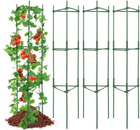 VEVOR 4-pack tomatenkooien voor de tuin, 160 cm tomatenrek voor plantensteunen, stapelbare hoge plantensteunkooi, voor verhoogde bedden, groenten, bloemen en klimplanten
