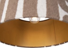 Hanglamp zwart met bruin beige kap 35cm 3-lichts - Cava