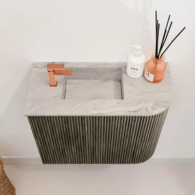 Mondiaz Joya DLux 50cm toiletmeubel ronding rechts shadow met wastafel faye links 1 kraangat glace