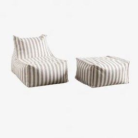 Fauteuil En Poefset In Sandel-stof Hazelnoot Bruin - Sklum