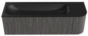 Mondiaz Kurve 145cm badmeubel ronding rechts shadow met 1 lade en deur en wastafel big large links 2 kraangaten urban