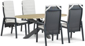 Tuinset 4 personen 200 cm Aluminium Grijs Lifestyle Garden Furniture Vivaro/Brookline