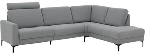 Goossens Hoekbank Dallas lichtgrijs, stof, 1,5-zits, modern design met ligelement rechts