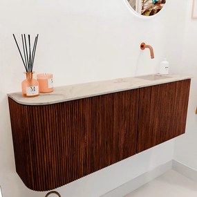 Mondiaz Joya DLux 110cm toiletmeubel ronding links ruby met wastafel faye rechts zonder kraangat frappe