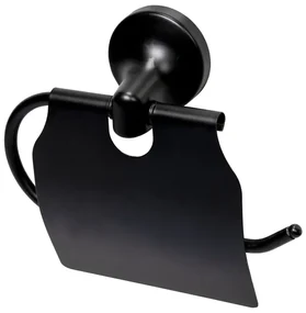 Haceka Aspen Toiletrolhouder - met klep - mat zwart 1209511