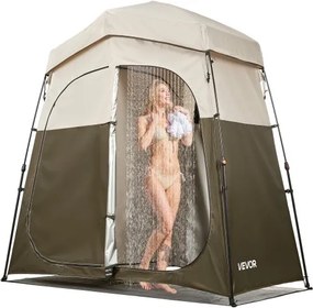 VEVOR Douchetent Toilettent (2140x1120x213 cm) met privacyscherm &amp; 2 kamers, omkleedtent incl. haringen &amp; touwen &amp; draagtas, privacyschermtent gemaakt van 150D Oxford-stof voor kamperen, strand en vissen