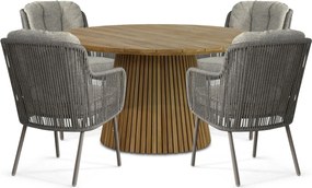 Tuinset 4 personen 140 cm Rope Taupe Santika Furniture Santika