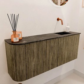 Mondiaz Joya DLux 100cm toiletmeubel ronding links dusk met wastafel faye rechts zonder kraangat lava