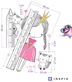 INSPIO groeimeter aan de muur - Prinses met een katje