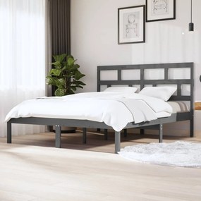 vidaXL Bedframe massief hout grijs 180x200 cm 6FT Super King