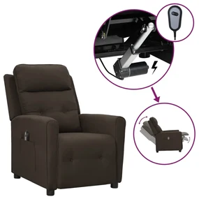 vidaXL Fauteuil verstelbaar elektrisch stof donkerbruin